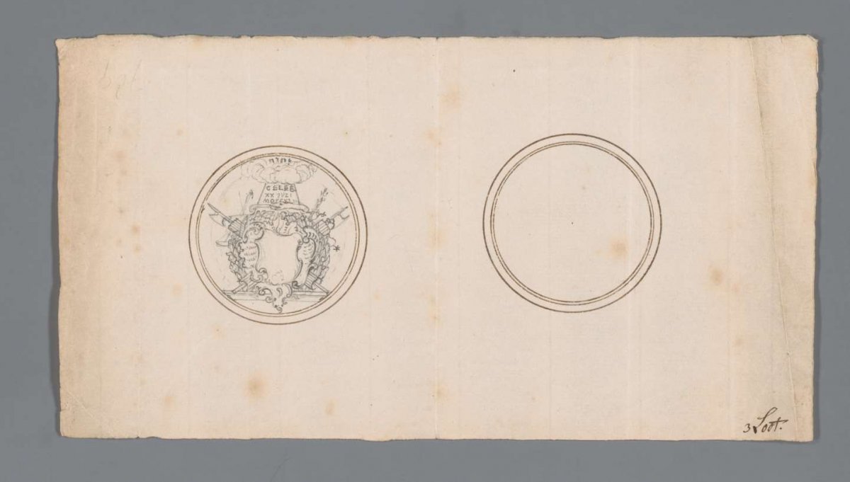Design for a history medal with coat of arms and fasces, anonymous, 1743
