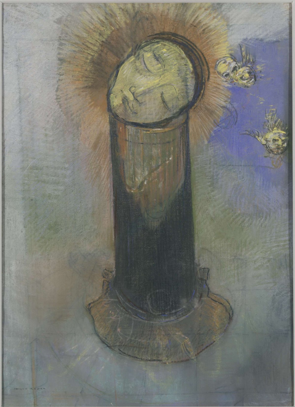 The head of John the Baptist, on a pillar, Odilon Redon,