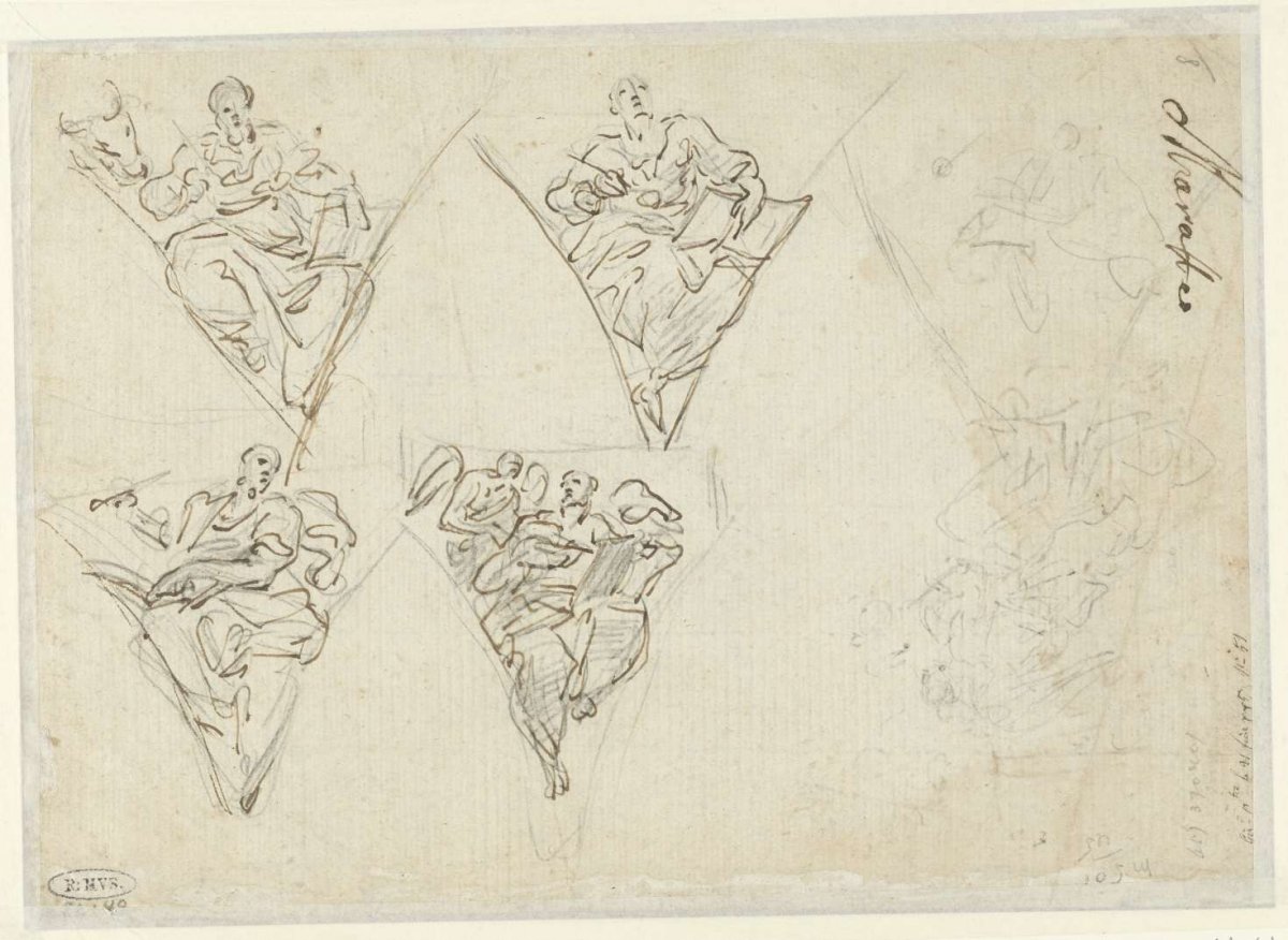 Evangelisten in zwikken, anonymous, 1750 - 1800