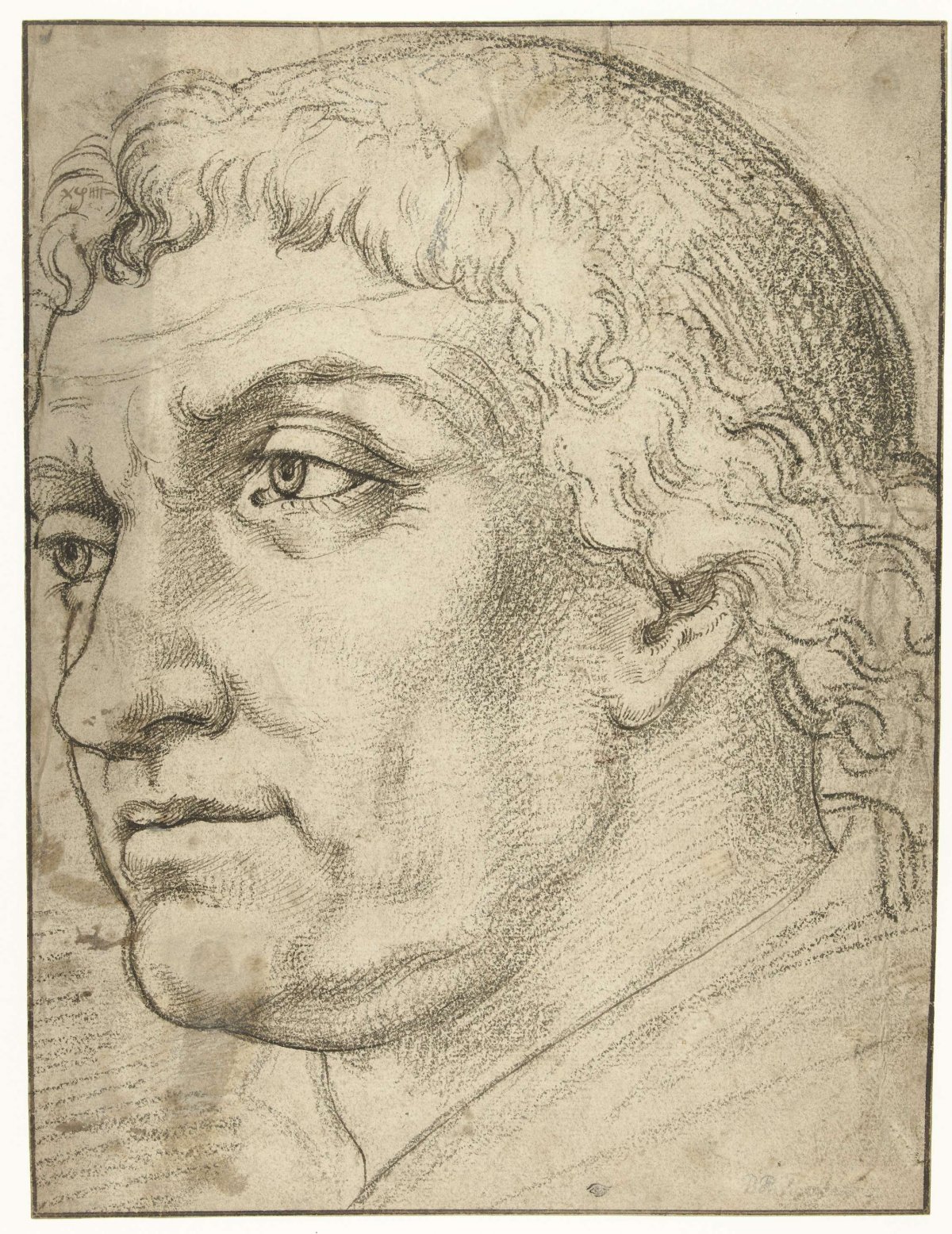 Study for the head of a priest (?)., Dirck Pietersz. Crabeth, 1545 - 1574
