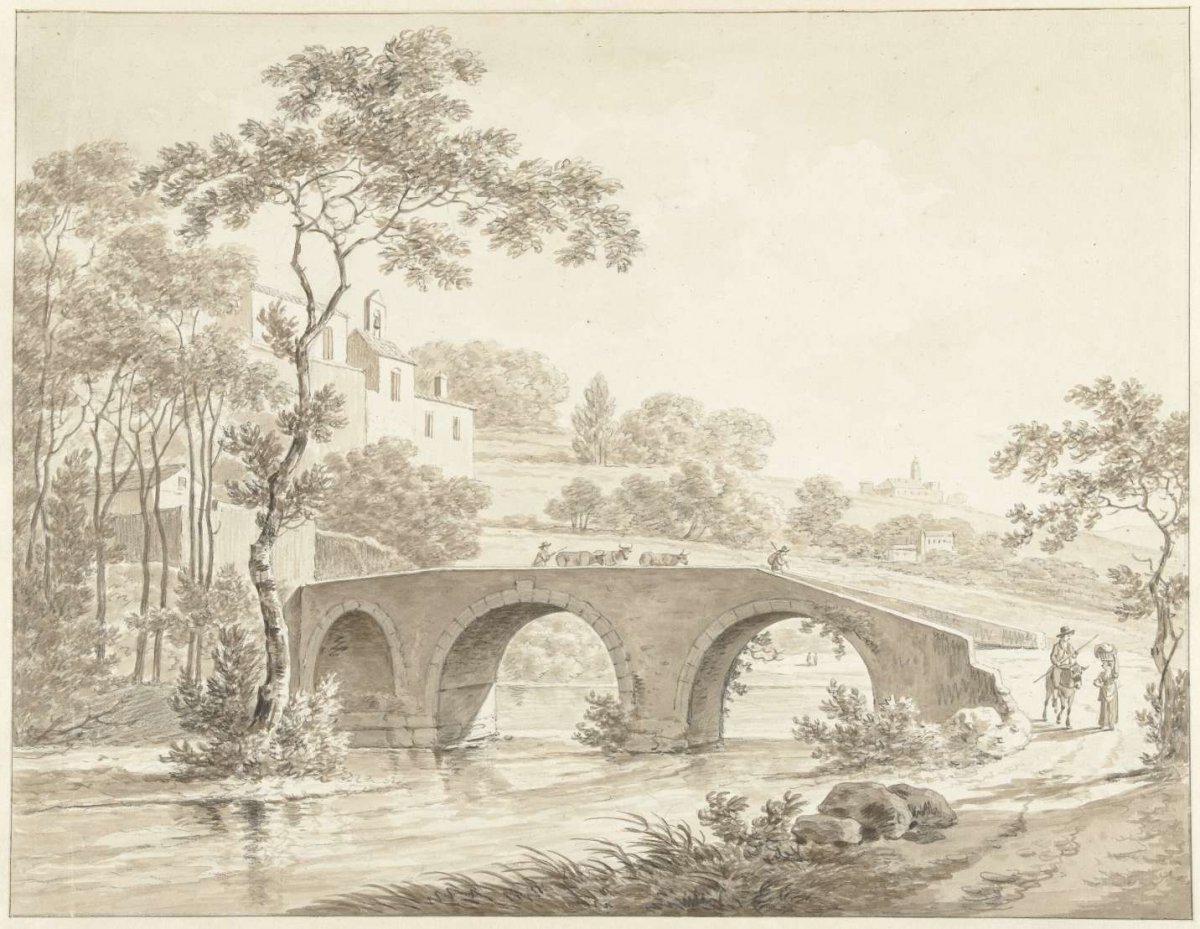 The bridge over the Tiber at Narni in the Roman Campagna, Daniël Dupré, 1761 - 1817