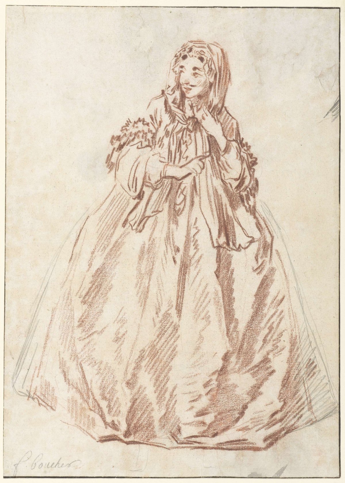 Study of Mascarille Dressed as a Woman, François Boucher, 1731 - 1734