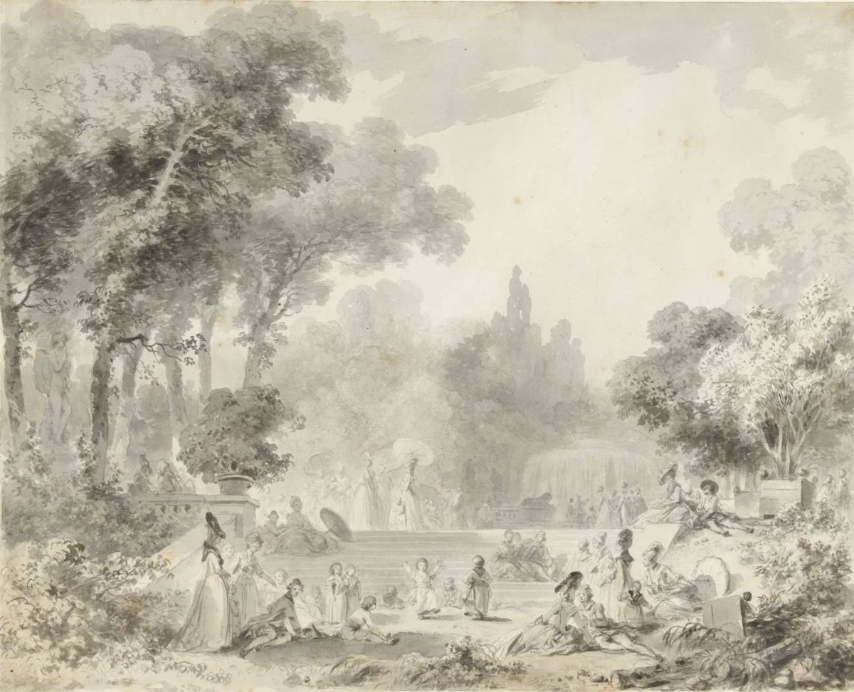 A holiday in the park, Jean Honoré Fragonard, 1775 - 1780