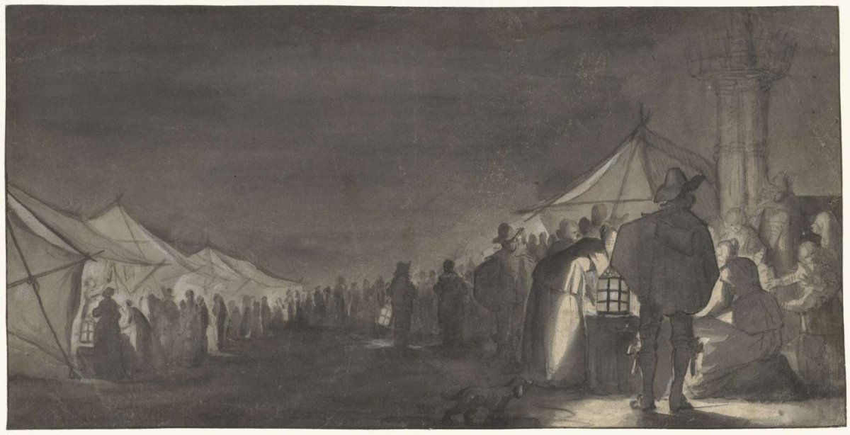 The Melkmarkt in Zwolle, at night, Gerard ter Borch (II), c. 1635 - 1640