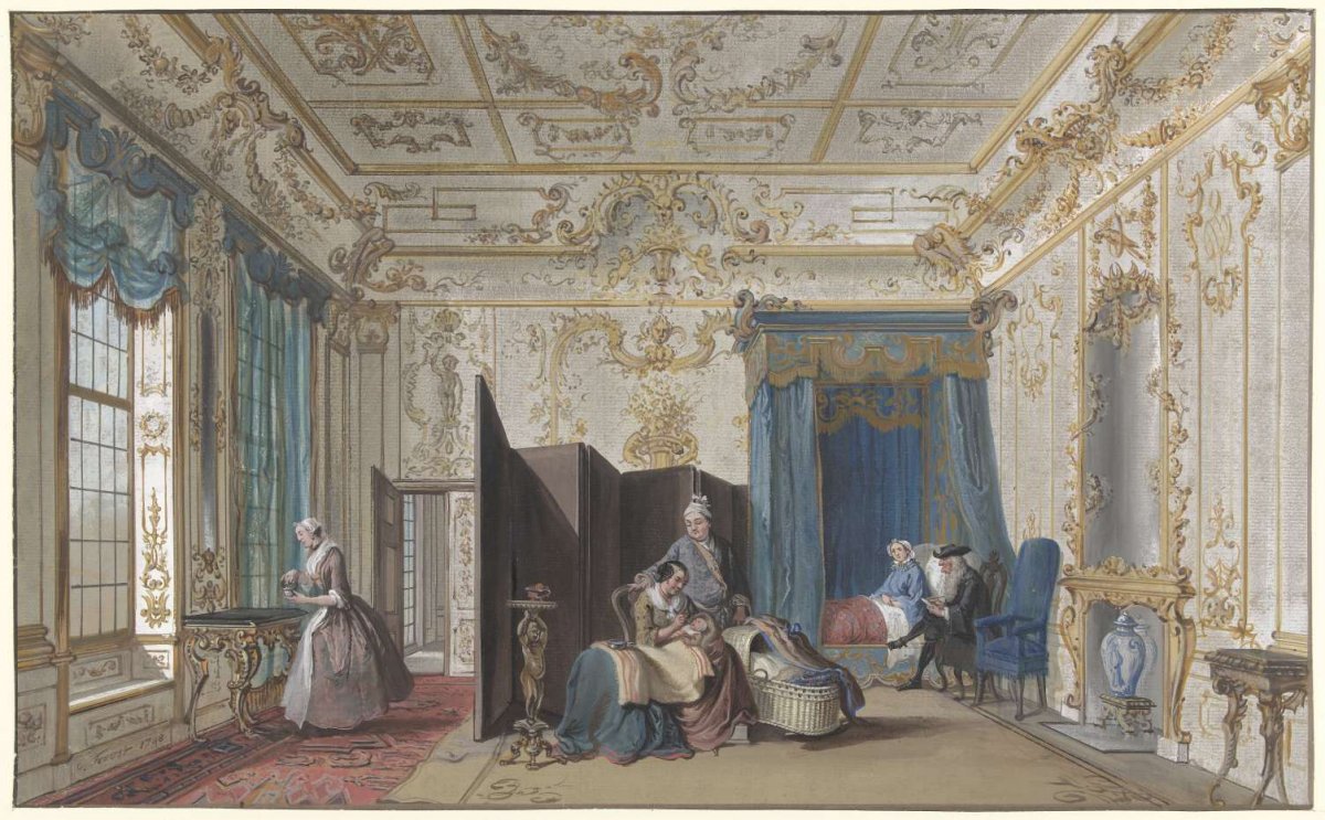 Kraamkamer, Cornelis Troost, 1748