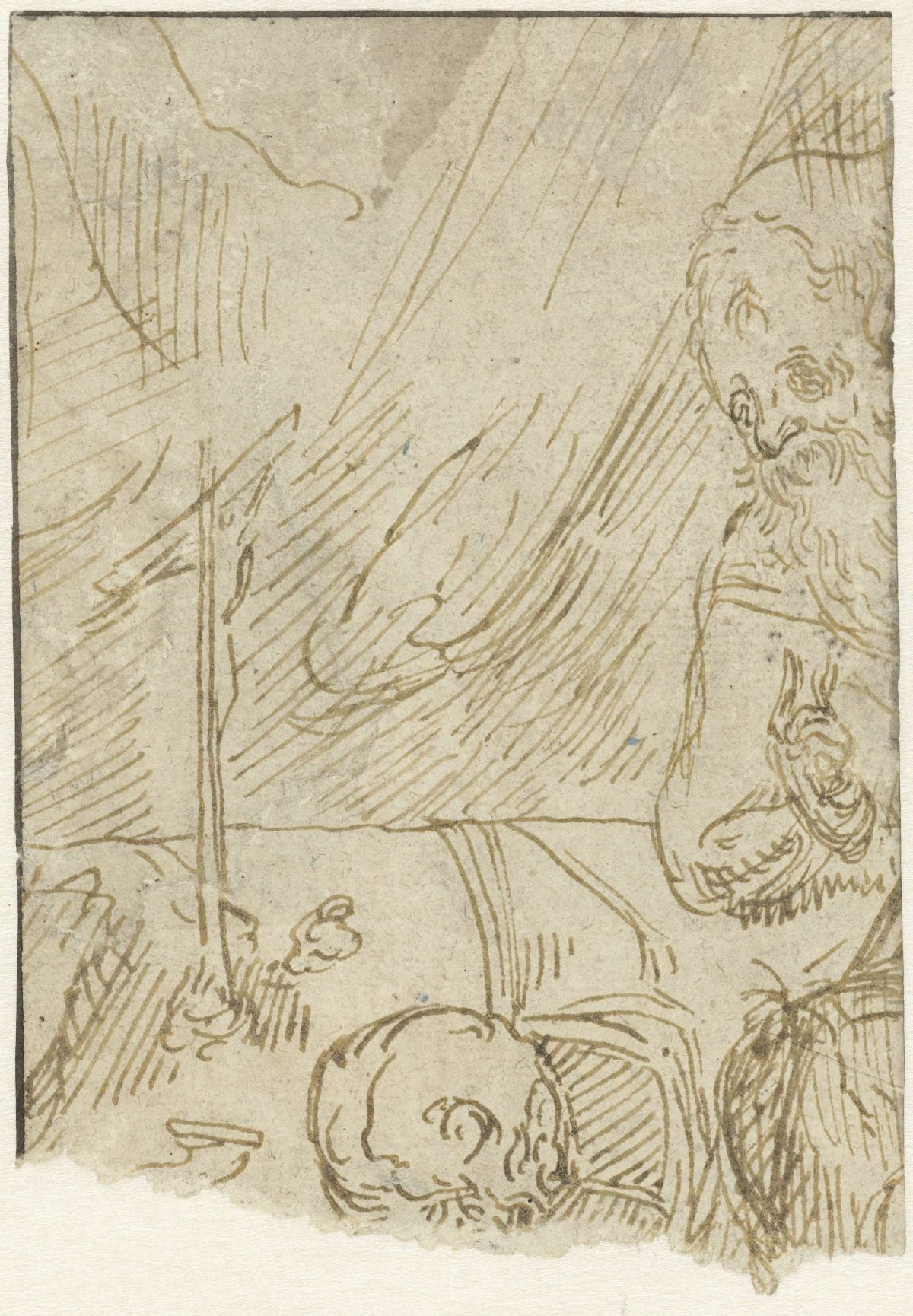 Fragment of a drawing depicting St. Jerome, Domenico Campagnola, 1510 - 1564