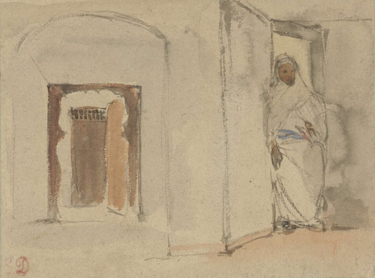 Arab at the door of his home, Eugène Delacroix, 1808 - 1863
