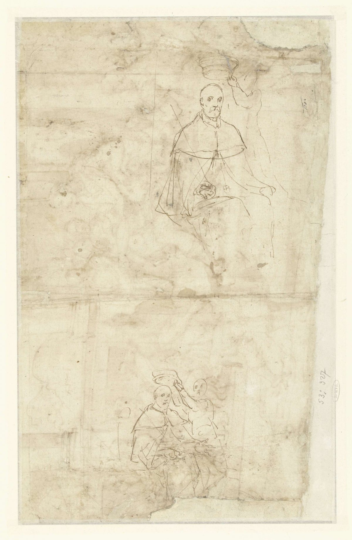 Two sketches of a coronation, Bernardino India, 1538 - 1590