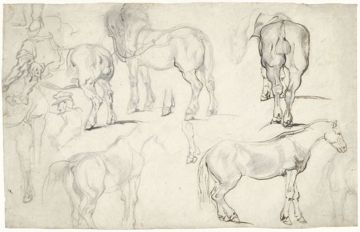 Study sheet with studies of horses, Théodore Géricault, 1816 - 1867