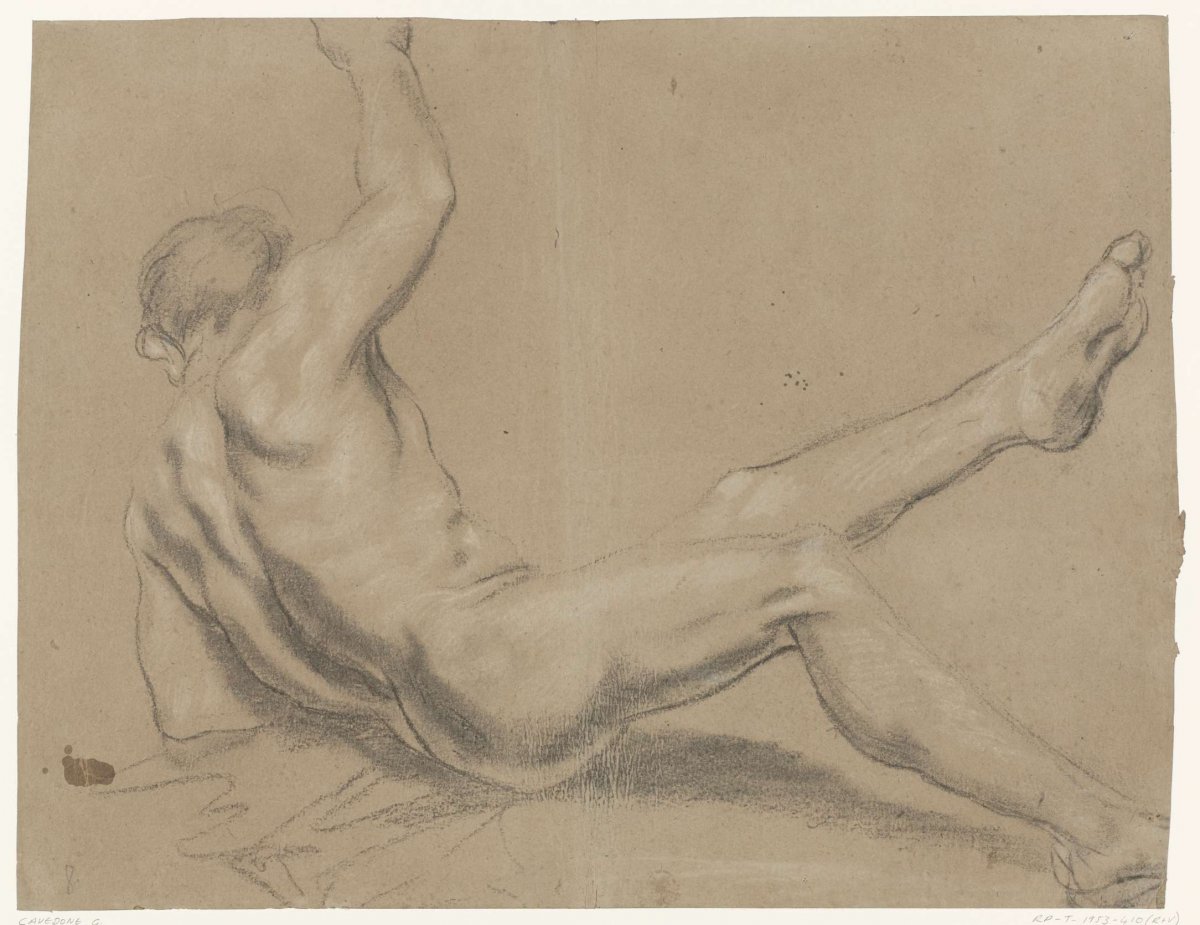 Study of a falling male nude, Giacomo Cavedone, 1587 - 1660