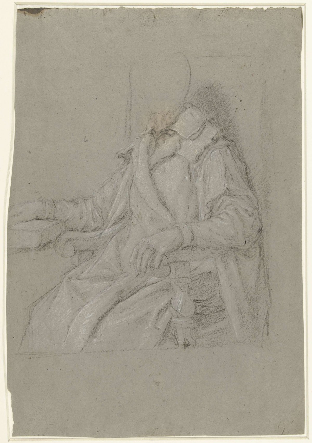 Design for the portrait of a seated man, anonymous, 1600 - 1699
