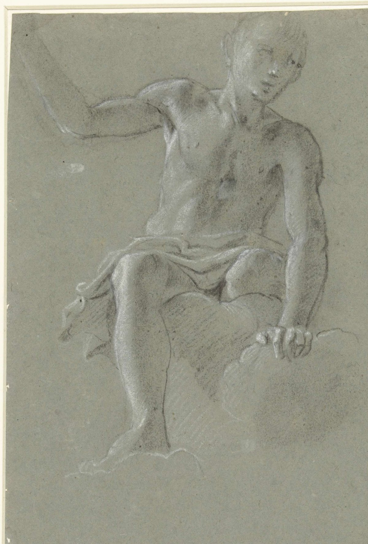 Figuur zittend in wolken, anonymous, 1610 - 1630