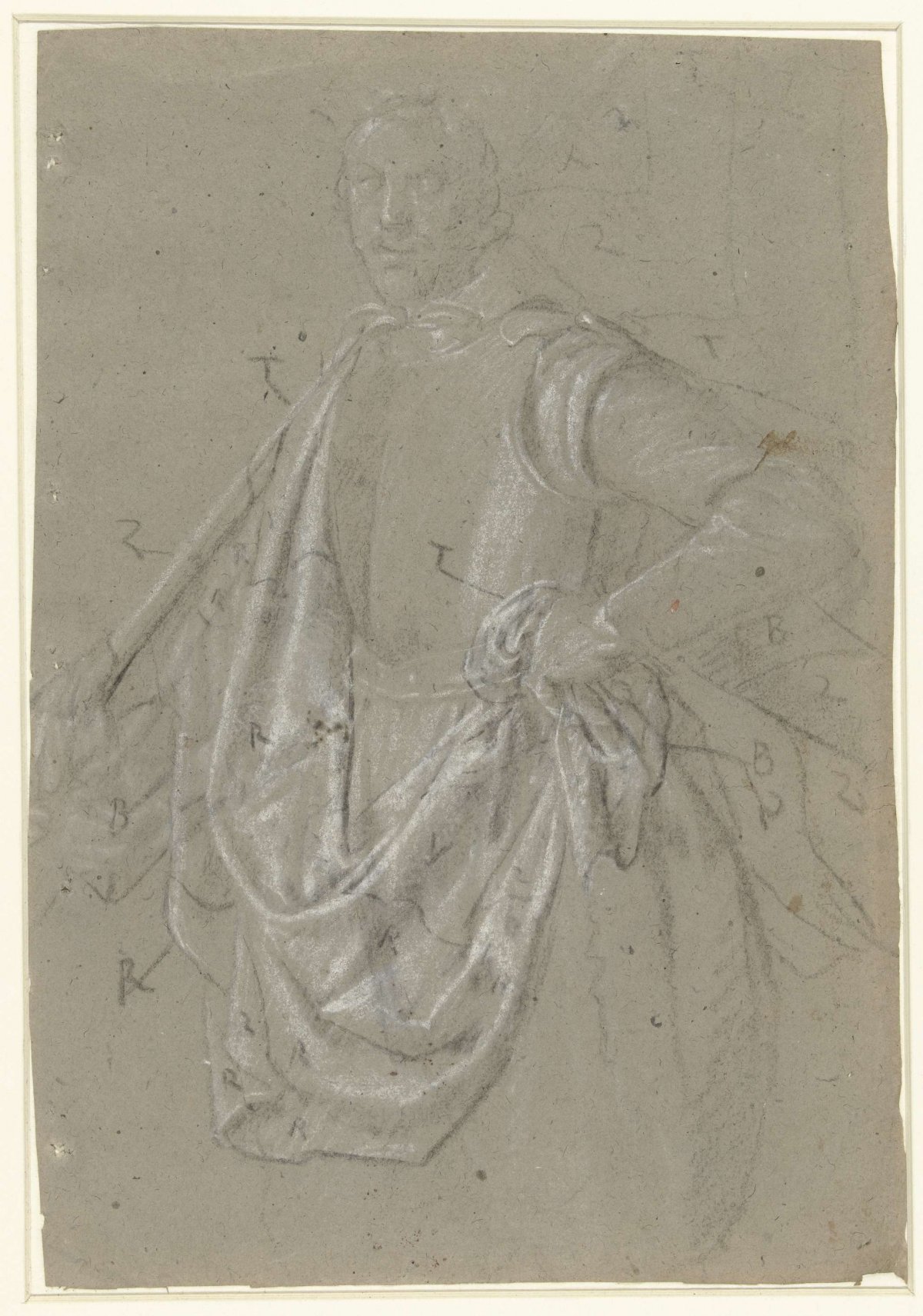 Study for a male portrait with numerous color indications, anonymous, 1610 - 1630