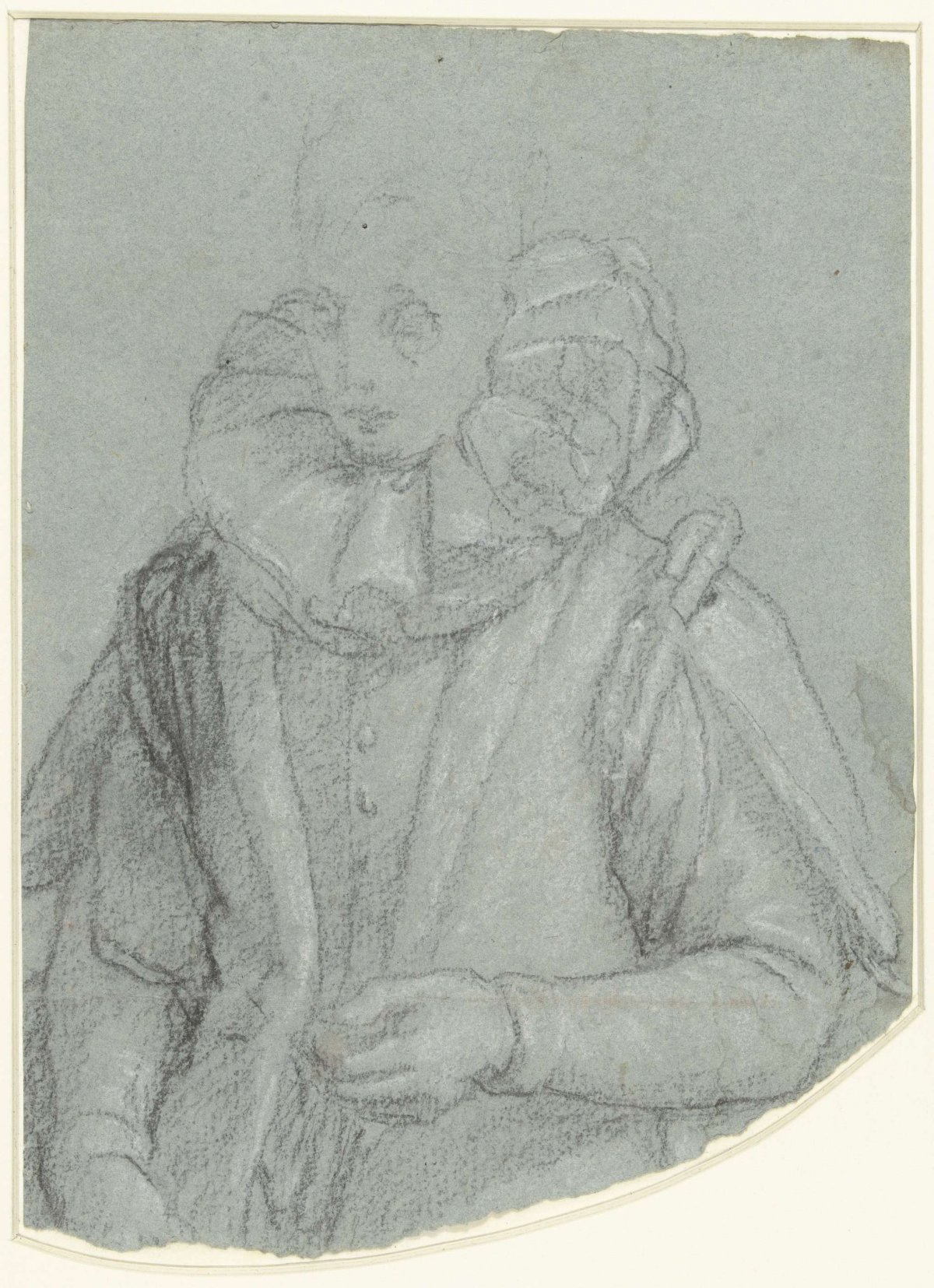 Study for a portrait of a lady with a wide collar, anonymous, 1610 - 1630