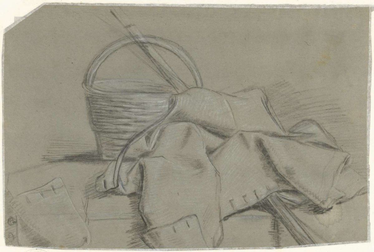 Still life with coat and basket, anonymous, 1610 - 1630