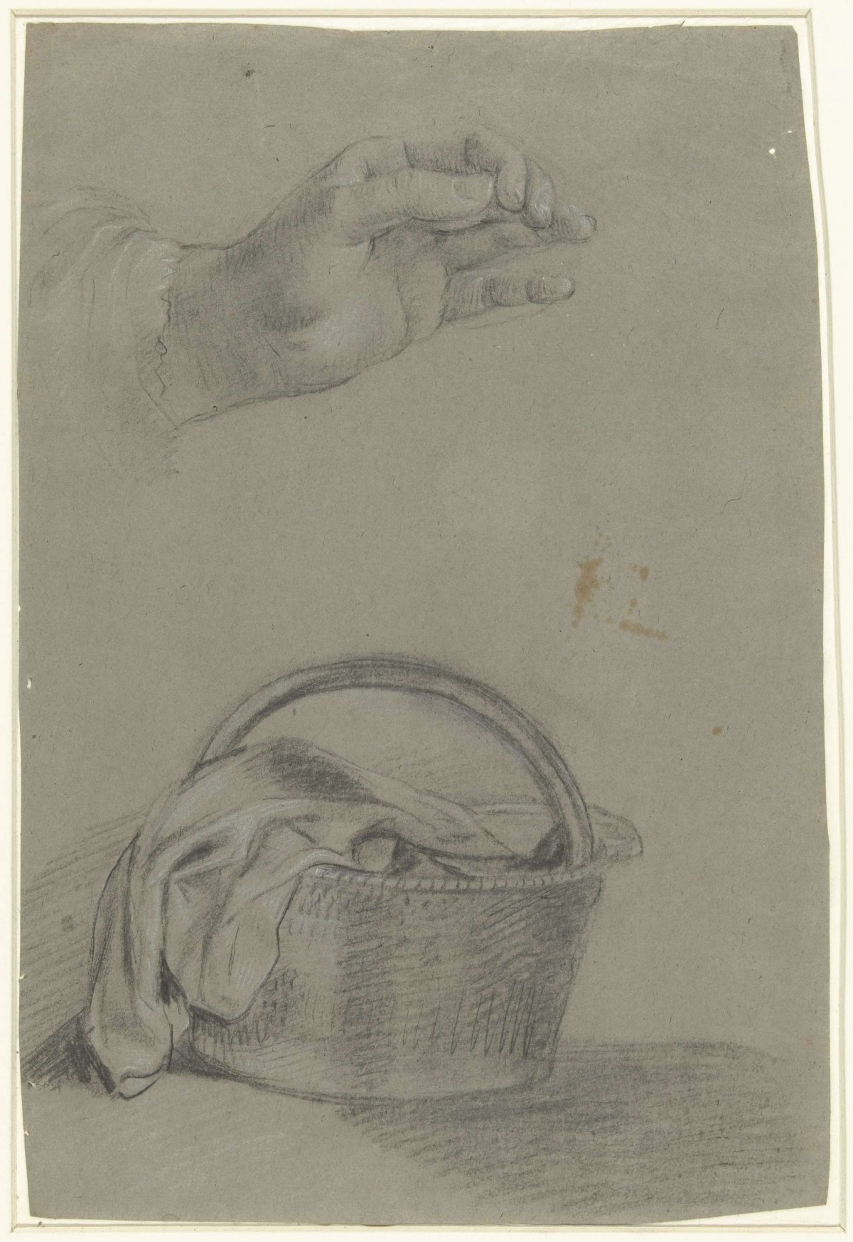 Study of a hand and a basket, anonymous, 1610 - 1630
