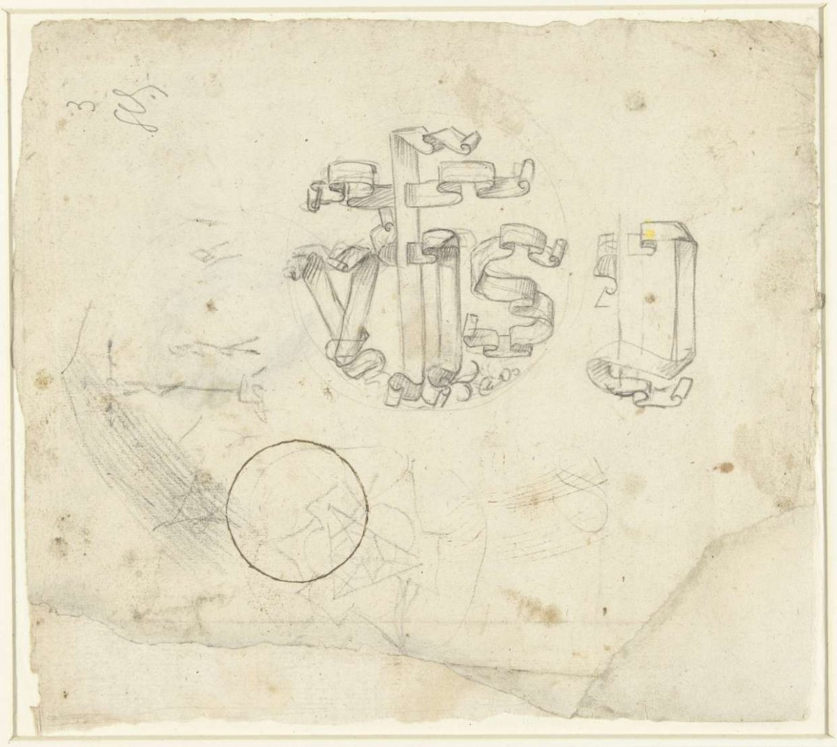 Christ monogram on a study sheet, anonymous, 1500 - 1520