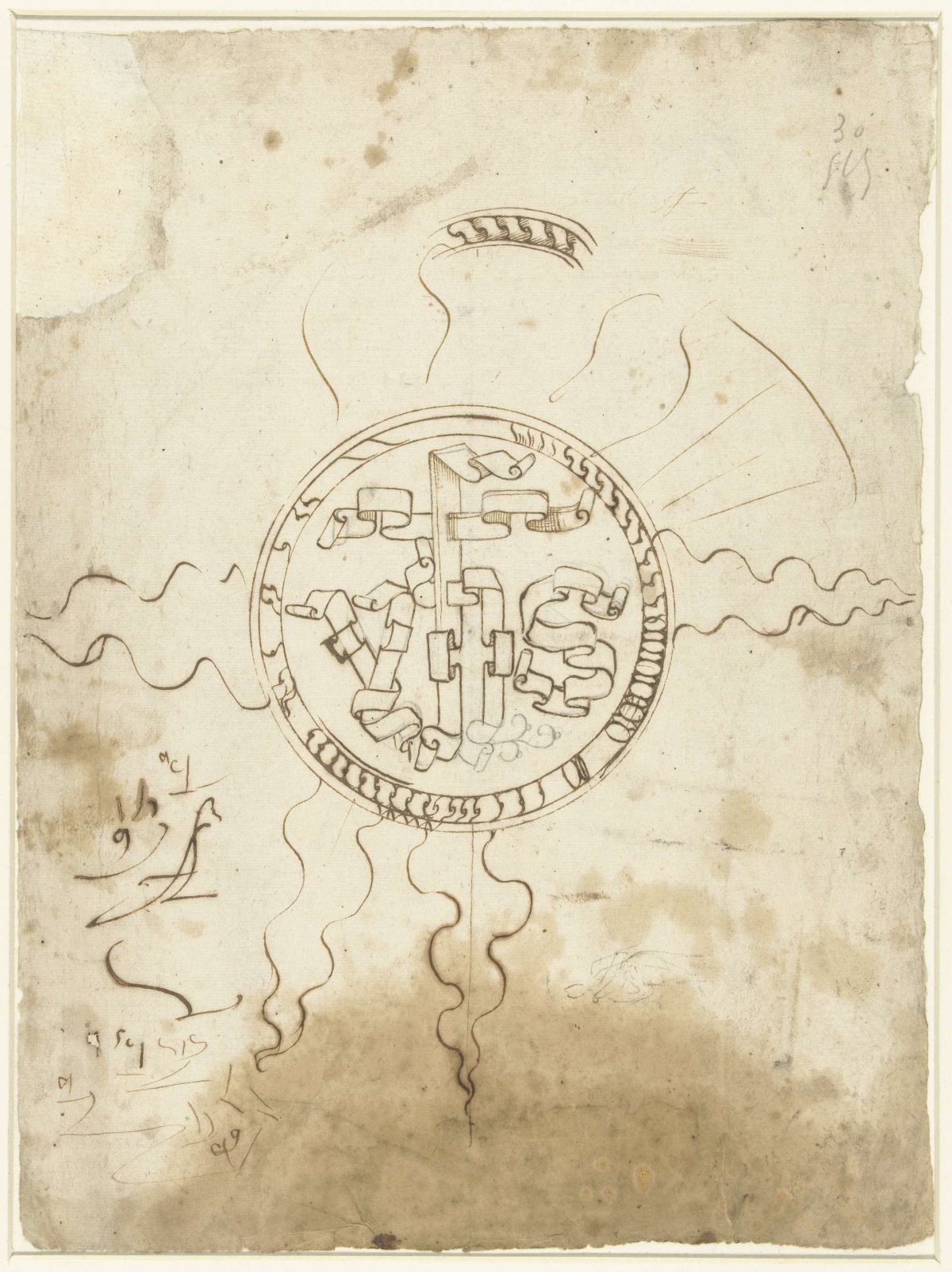 Christ monogram in a halo, anonymous, 1500 - 1520