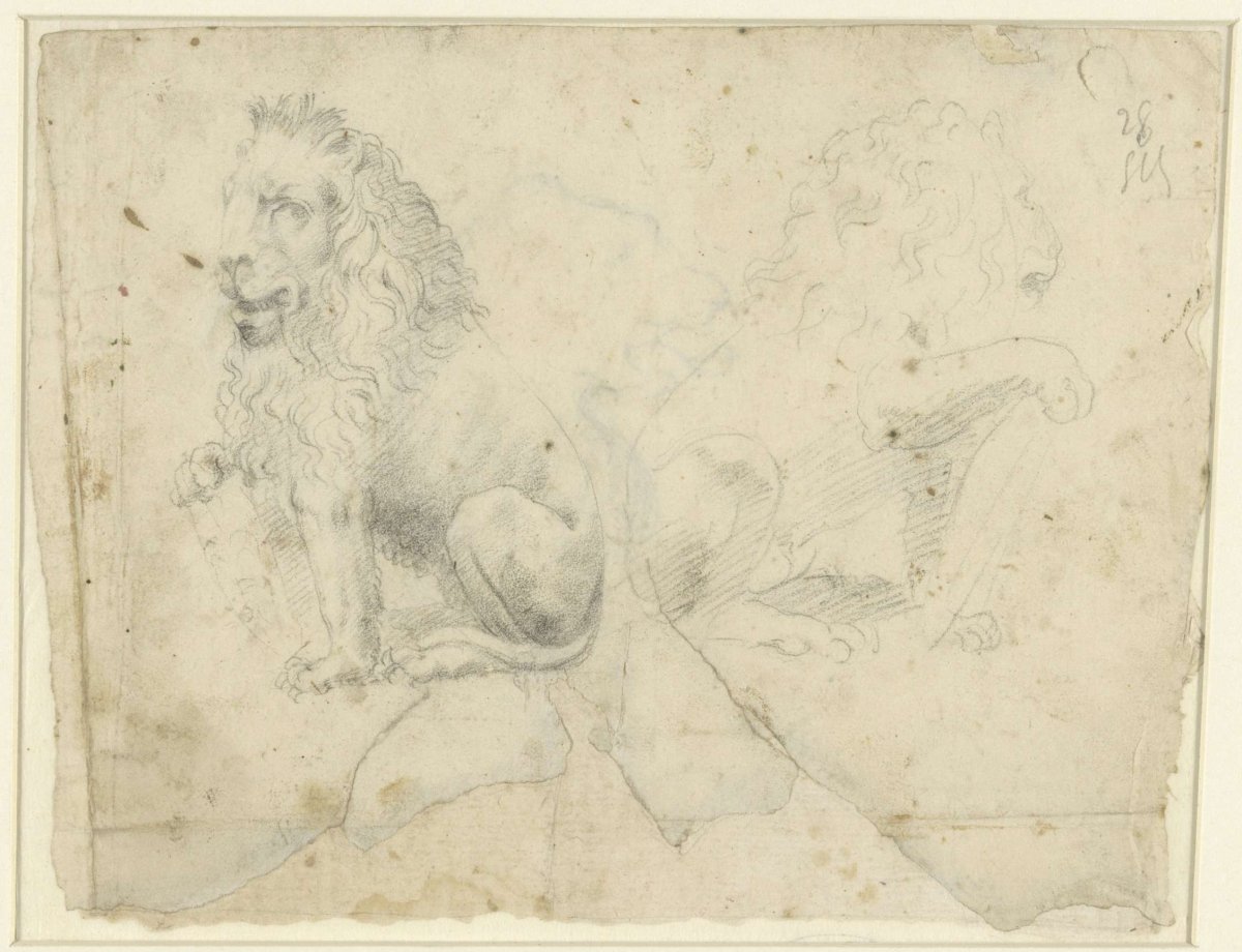 Two studies of an image of a lion, anonymous, 1480 - 1520