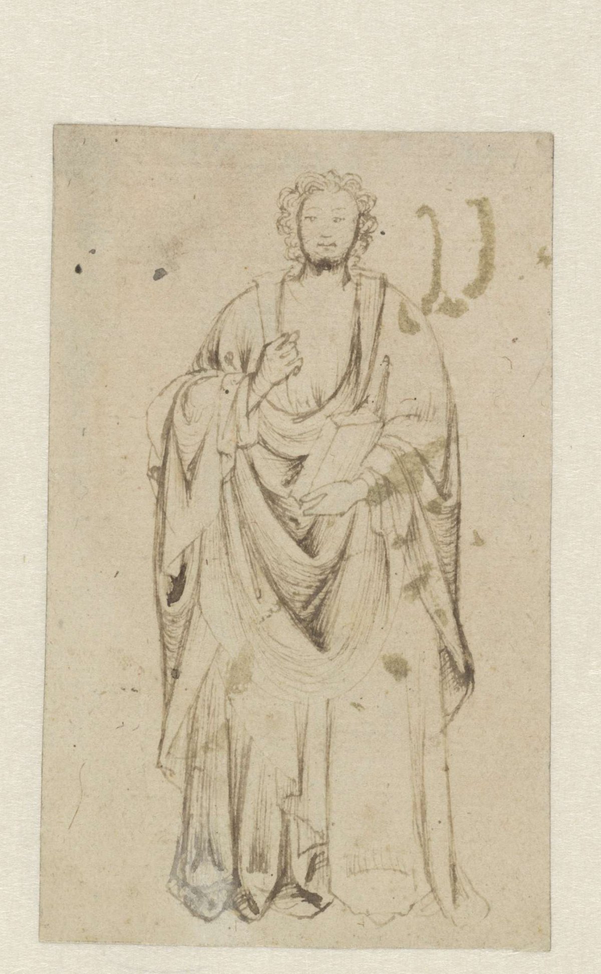 Standing saint in wide cloak, anonymous, c. 1400