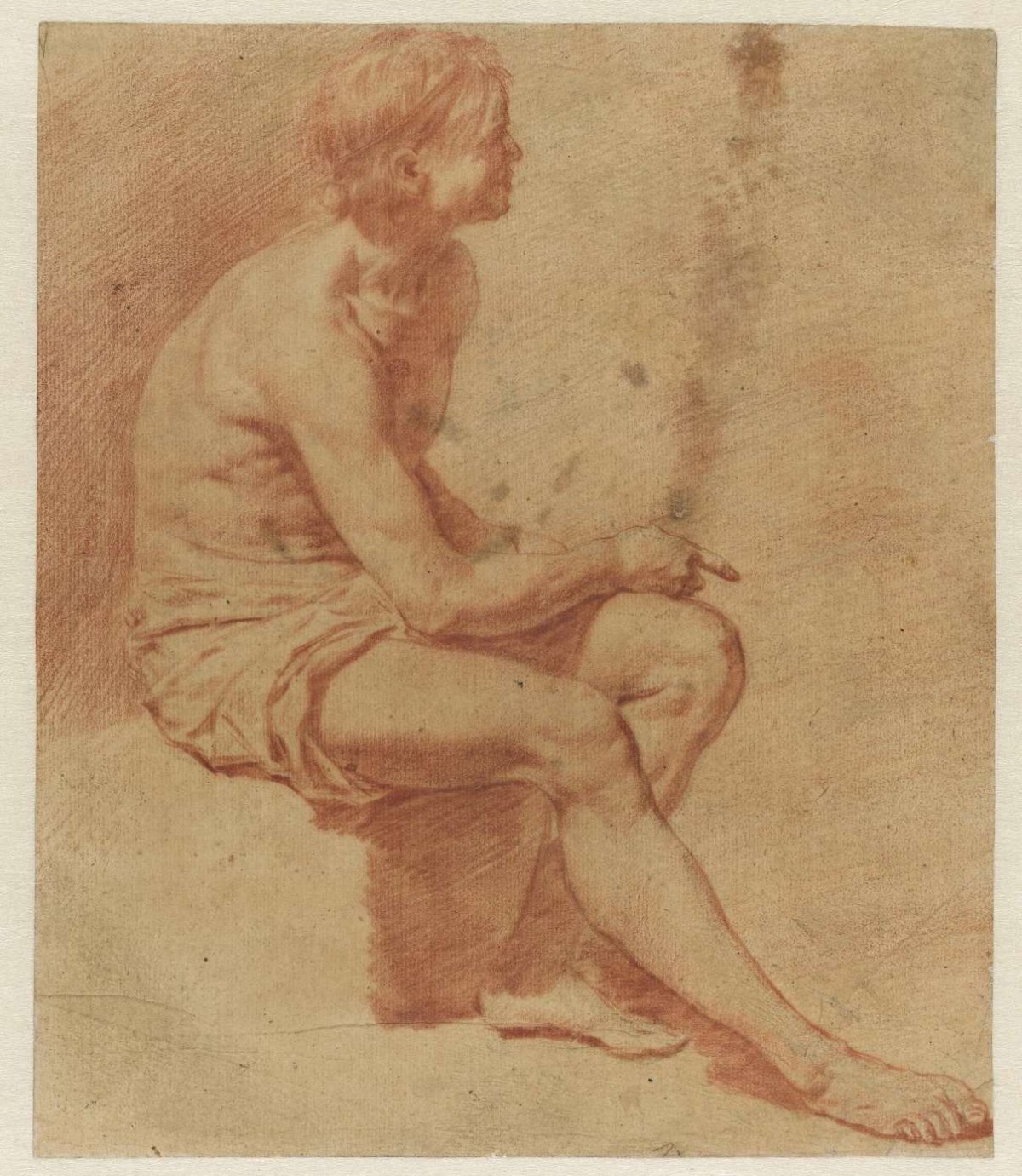 Seated male nude, Adriaen van de Velde, 1646 - 1672