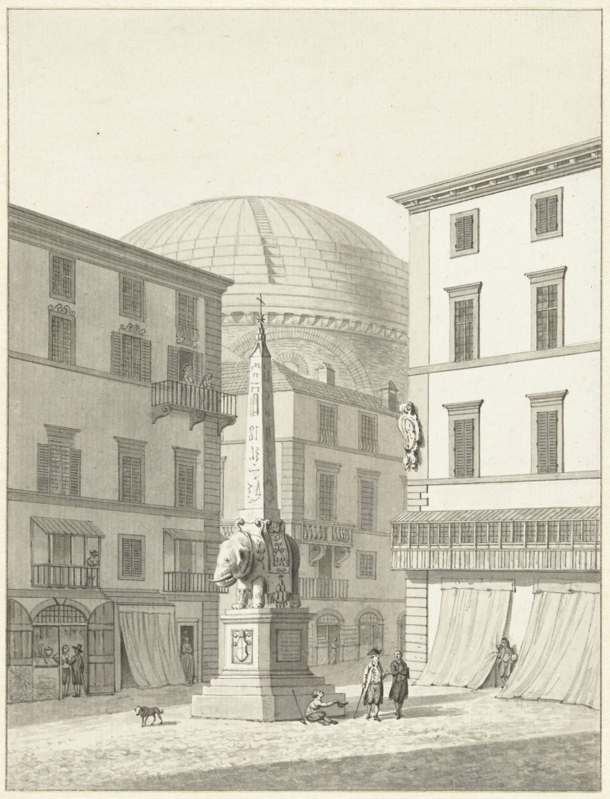 Bernini's monument to Alexander VII in the piazza della Minerva in Rome, Daniël Dupré, 1790