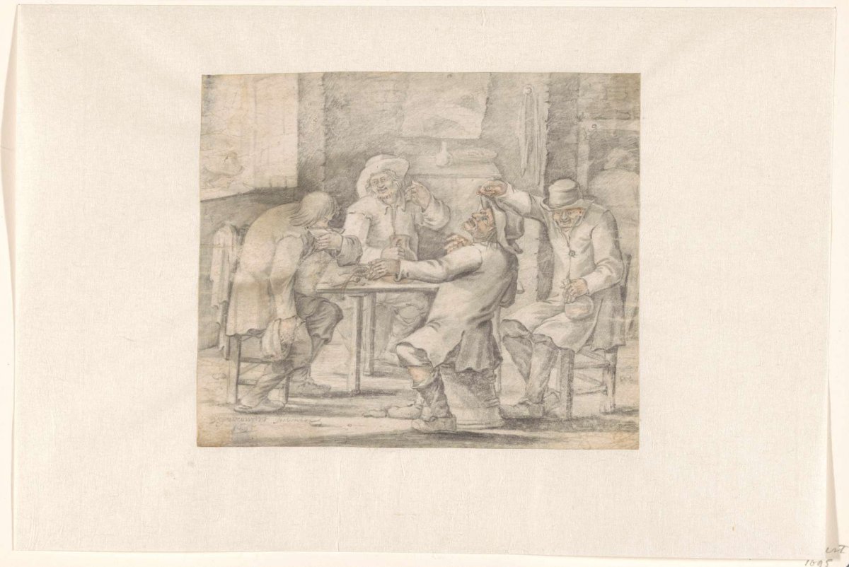 Companion drinking peasants, D. van 's Gravenweert, 1695
