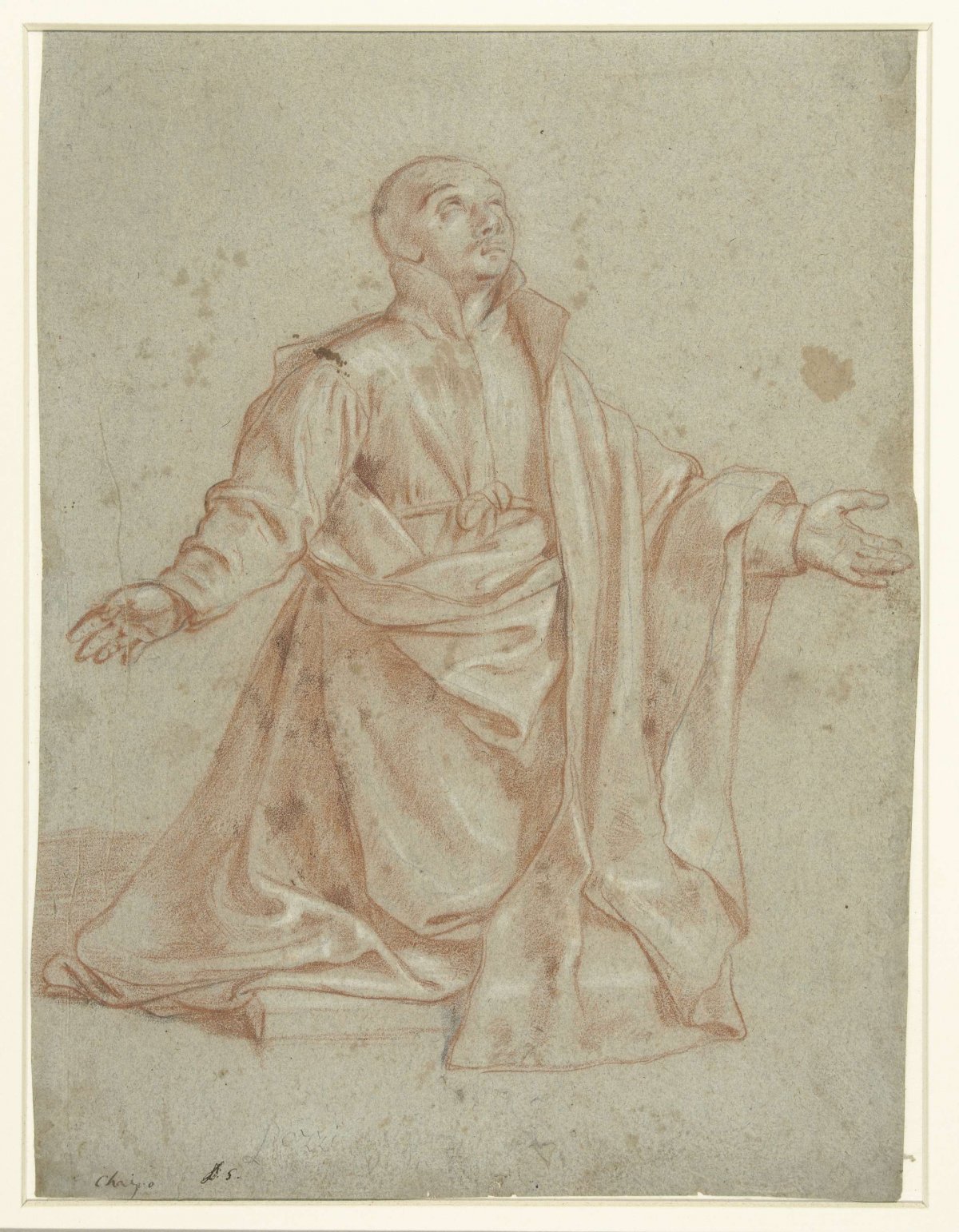 Saint Ignatius of Loyola, in adoration, Giovanni Battista del Cairo, 1600 - 1699