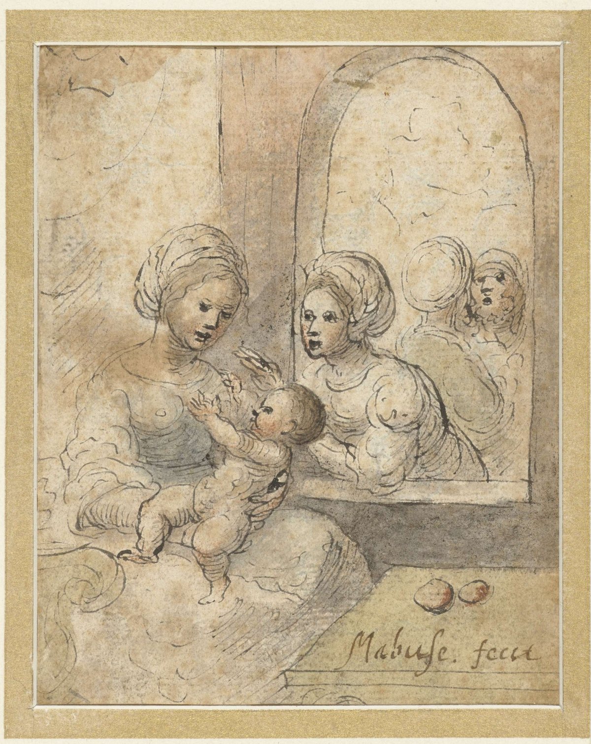 Mary with child and three other figures, anonymous, 1700 - 1799