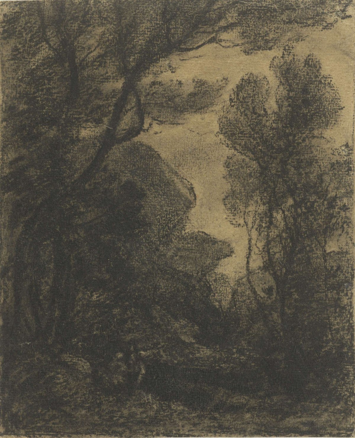 Forest scene at night, Camille Corot, 1806 - 1875