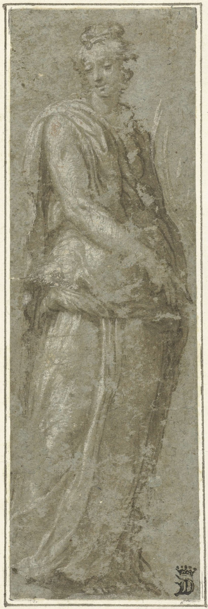 Standing martyr, holding up palm leaves, anonymous, 1500 - 1599
