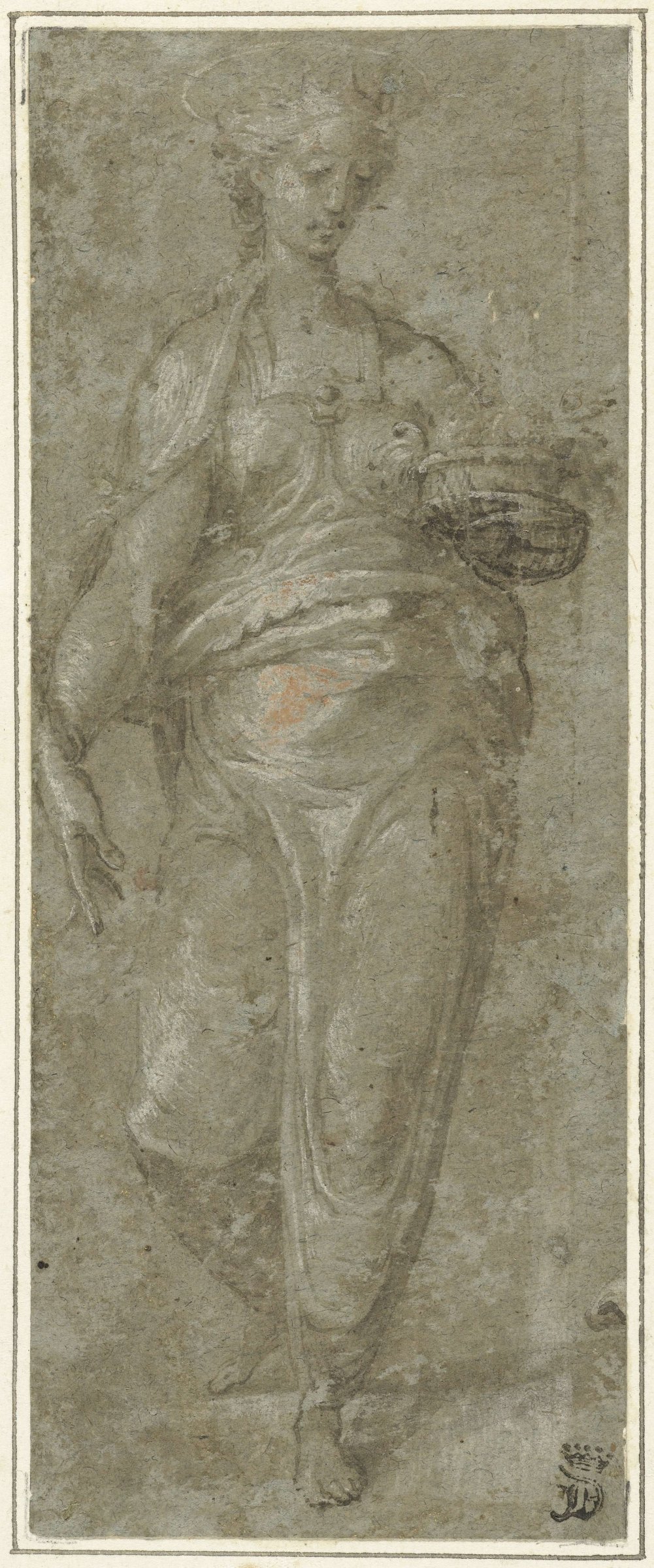 Standing female saint, with halo, anonymous, 1500 - 1599