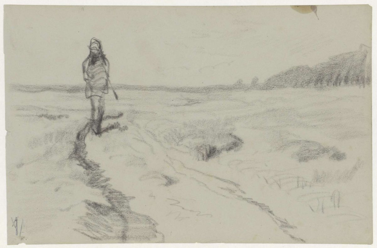 Walker on the moor, Anton Mauve, 1848 - 1888