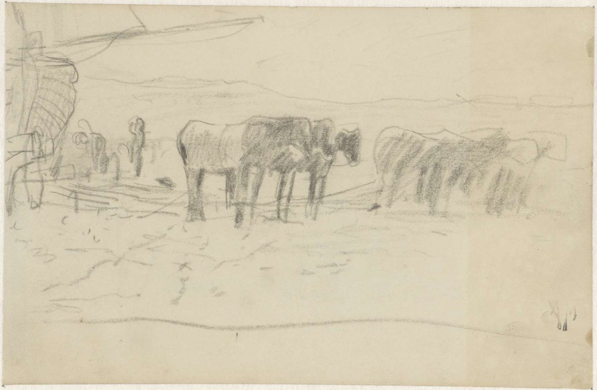 Horses for a barge, Anton Mauve, 1848 - 1888