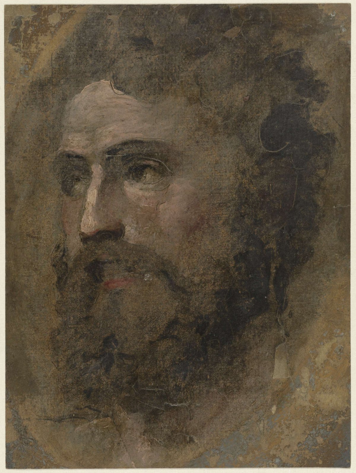 Head of man with curly hair, facing left, Domenico Beccafumi, 1530 - 1535