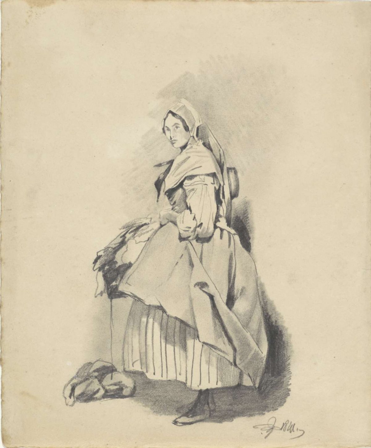 Standing woman, Pieter van Loon, 1841