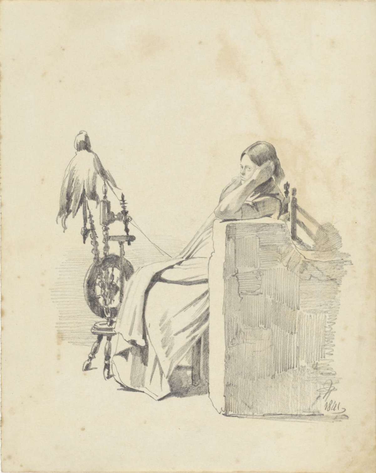 Seated spinster, Pieter van Loon, 1841