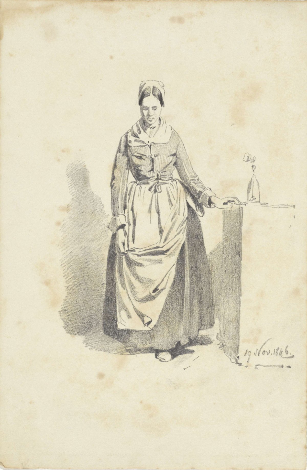 Standing woman, from the front, Pieter van Loon, 1846