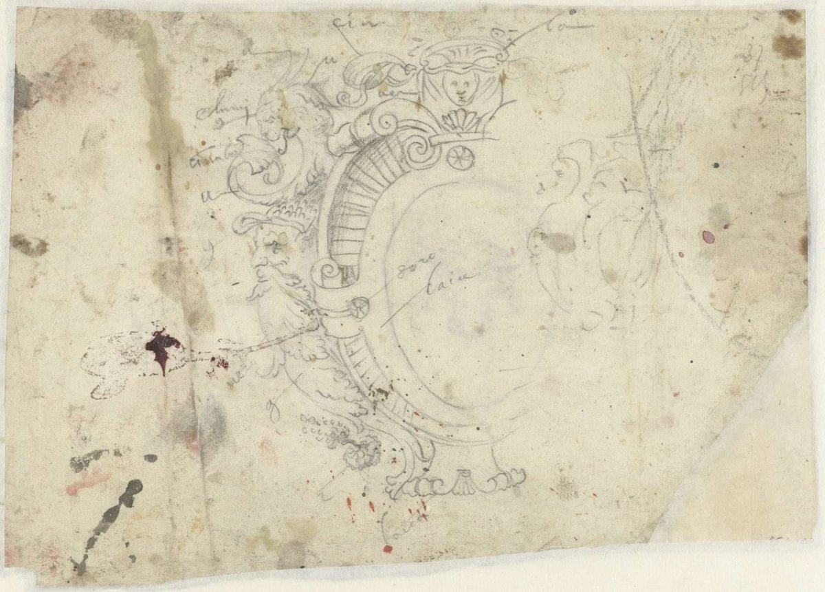 Design for a frame with a family crest (Lenzi?)., Andrea di Cosimo, 1487 - 1548