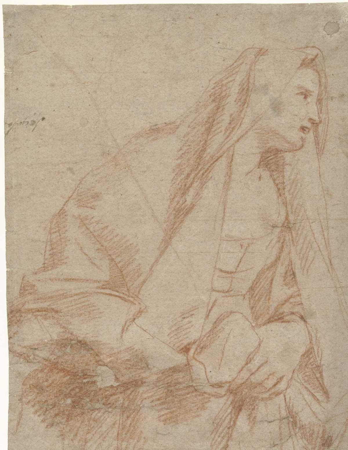 Standing woman, to the right, with a cloth over her head, Giovanni Segala, 1643 - 1720
