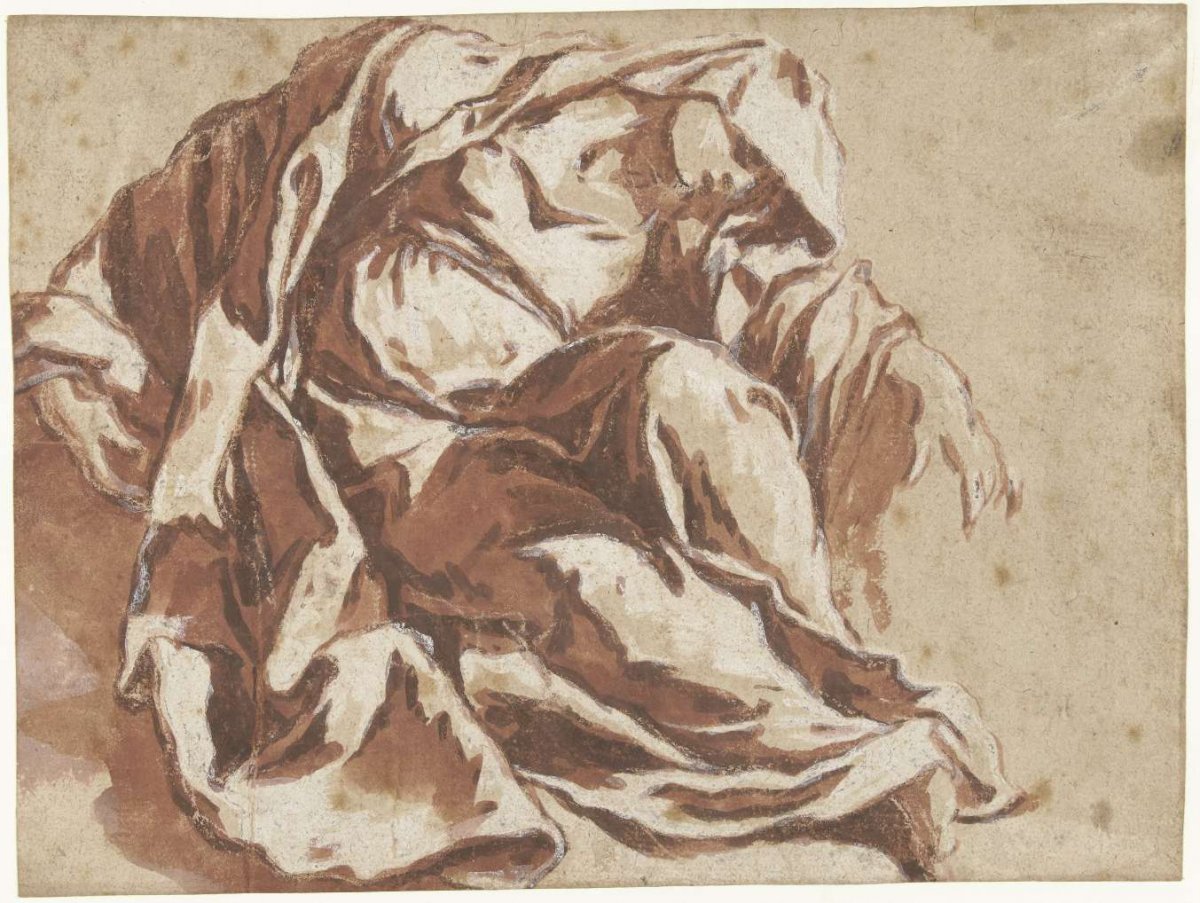 Mary pensive at the foot of the cross, Gregorio de Ferrari, 1657 - 1687