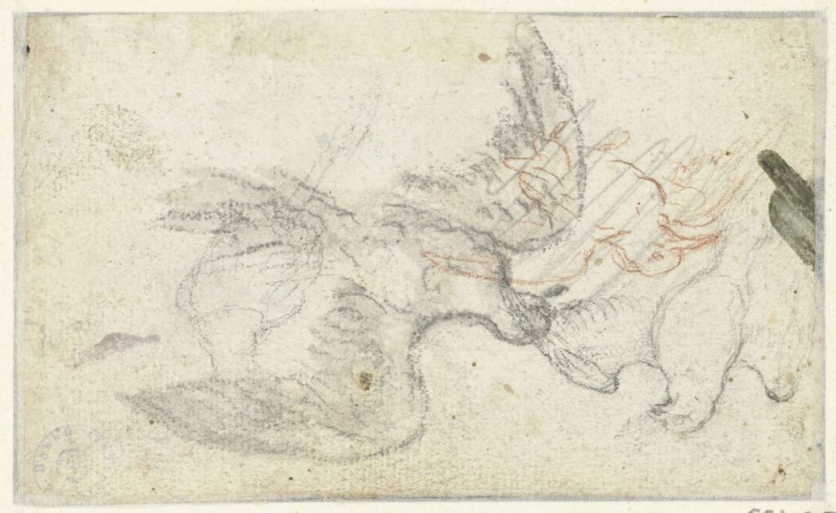 Three sketches of a bird, Claude Lorrain, 1610 - 1680