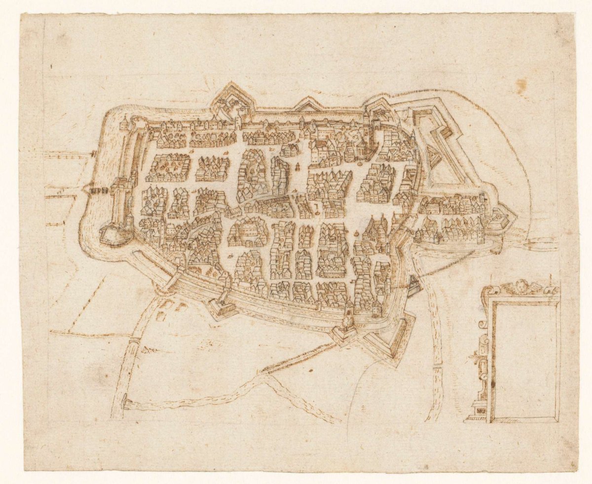 Map of the town of Meiningen (?)., anonymous, 1500 - 1599