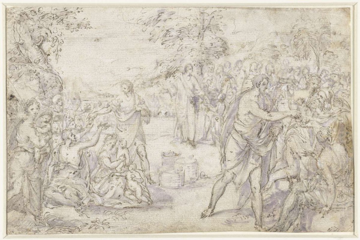 Multiplication of loaves through Christ, Christoph Schwarz, 1555 - 1592