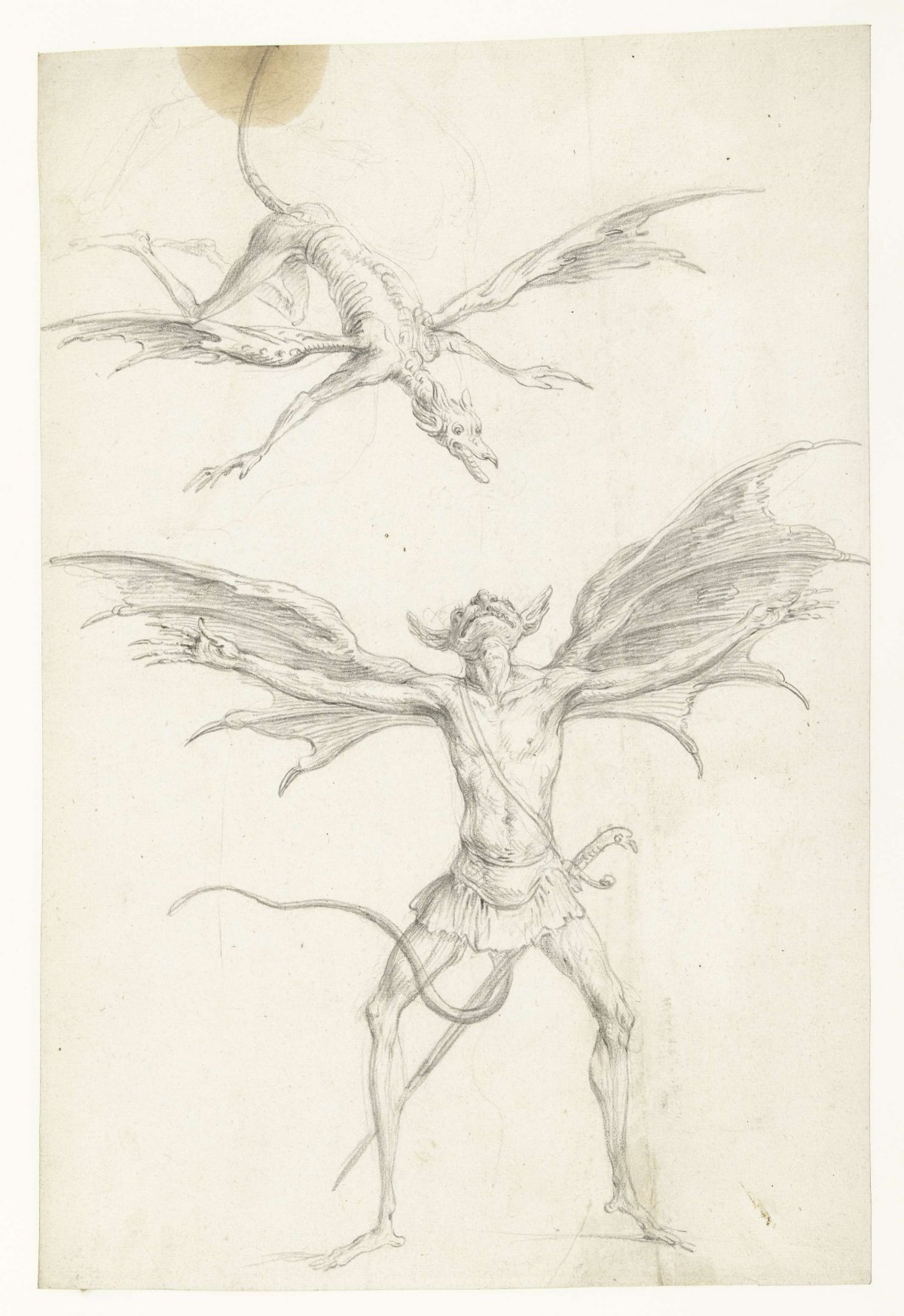 Two winged fabulous animals, Cornelis Saftleven, 1617 - 1681