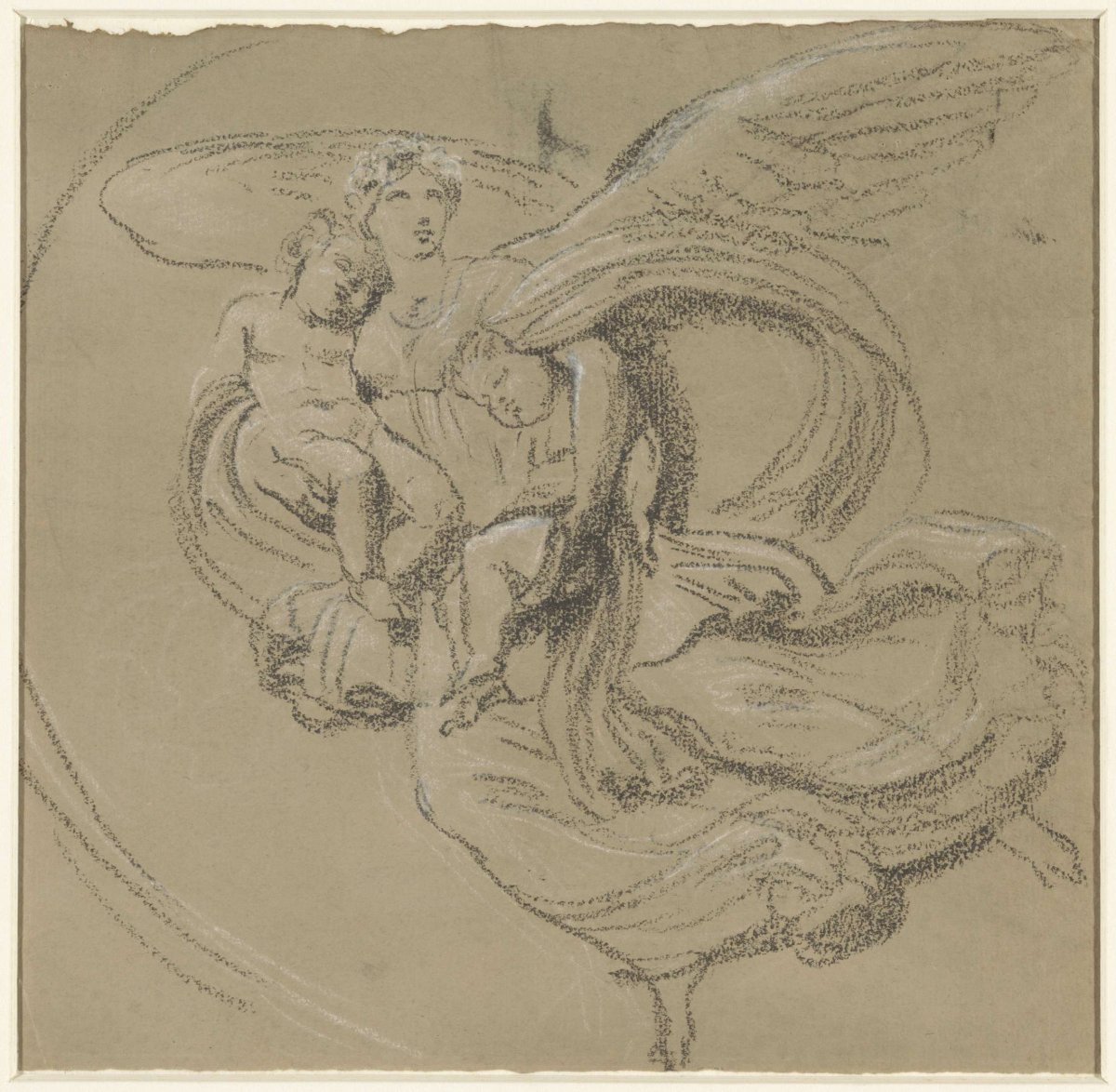Night: winged female figure, floating to the left with a child on each arm, Bertel Thorvaldsen, 1800 - 1815