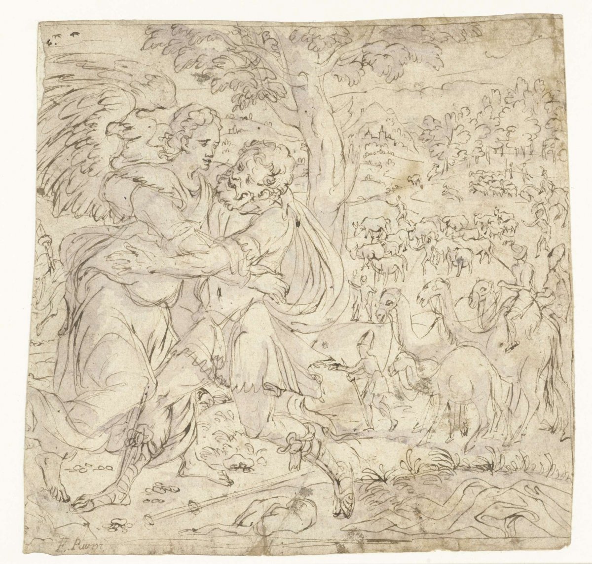 Jacob wrestles with the angel, Meester van de Lucas-Maanden, 1540 - 1571