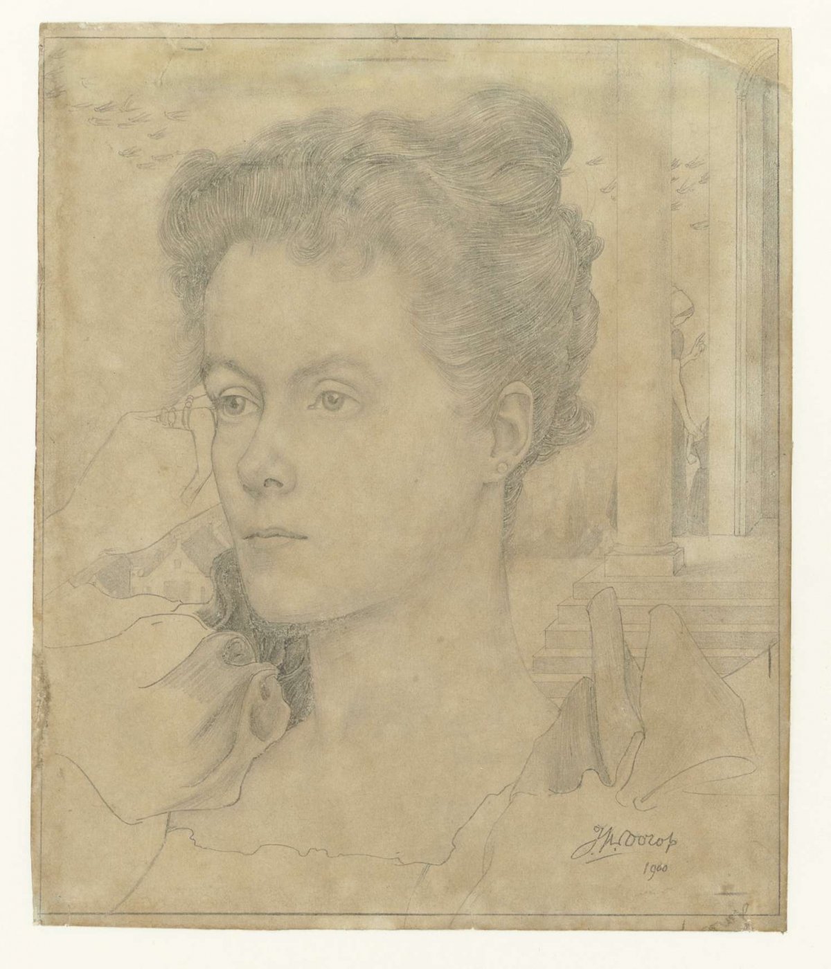 Portrait of Jan Toorop's wife Annie Hall or her sister Janet Hall, Jan Toorop, 1900