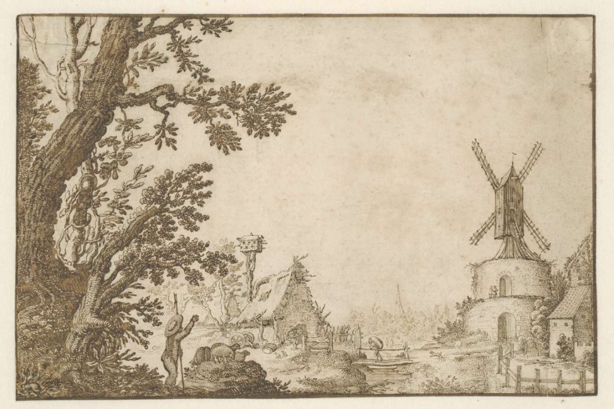 Landscape with a mill on a bulwark, Herman Breckerveld, 1623 - 1673