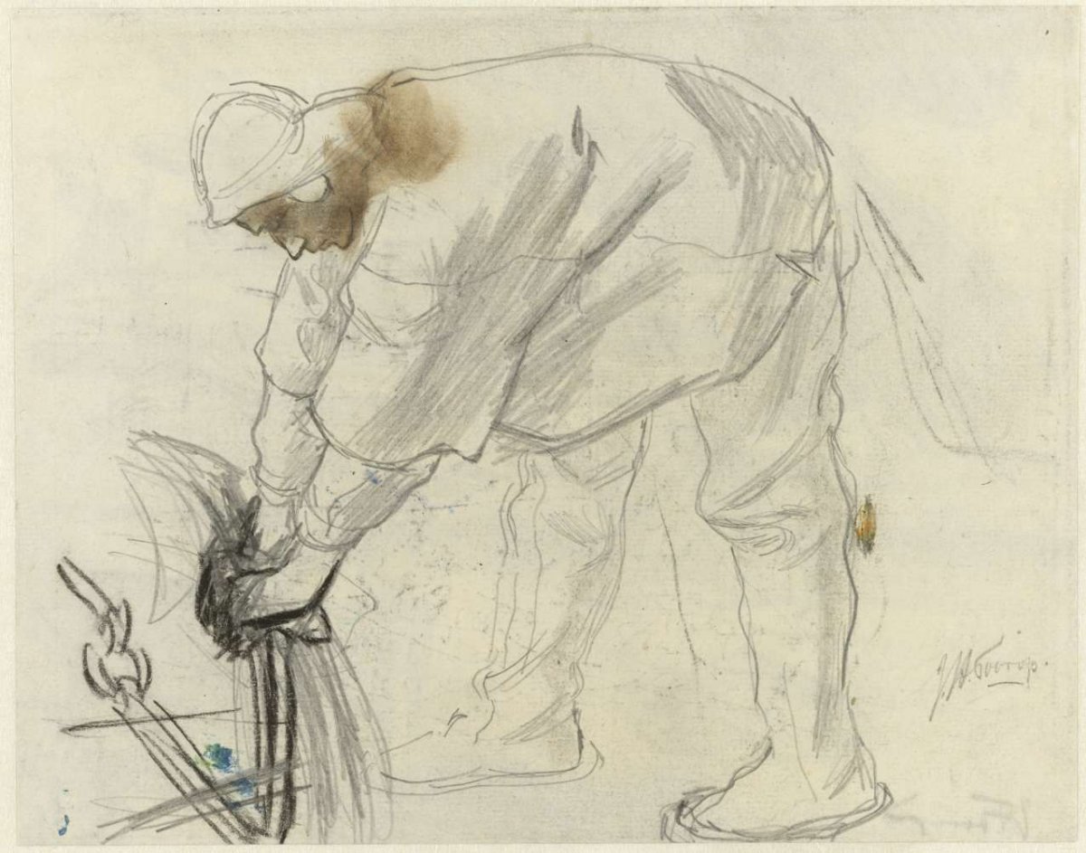 Study of a sailor with an anchor, Jan Toorop, 1868 - 1928
